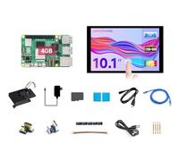 Waveshare Display Kit A, Compatible with Raspberry Pi 5, Bundle with Raspberry Pi 5 4GB, 10.1DP-CAPLCD, Cooler, 64GB TF Card, Cables and So on (14 Items)