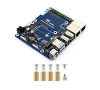 Waveshare Dual Ethernet Base Board, Compatible with Raspberry Pi CM5, Supports 4G/5G, Dual 4K Display Outputs, Dual MIPI Interfaces, 40PIN GPIO Header, Dual USB 3.2 Gen1 Ports, PoE Module Support