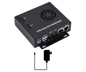 Waveshare Dual Ethernet Base Board with Metal Case for Raspberry Pi CM5, Supports 4G/5G Module, Dual 4K Display Outputs & 2 MIPI, Onboard 40PIN GPIO Header & 2 USB 3.2 Gen1 Ports, PoE Module Support