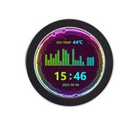 Waveshare Écran USB de 2,8", refroidisseur d'eau, boîtier PC secondaire, écran ambiant RVB, 480 x 480, avec fonction d'analyse du spectre musical, type C, boîtier en métal CNC noir