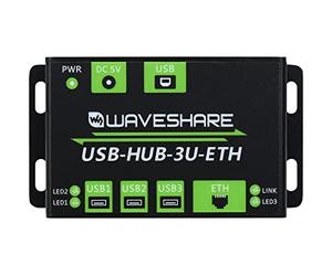 Waveshare Industrial Grade Multifunctional USB HUB Extending 3X USB Ports + 100M Ethernet Port Suitable for Industrial/Office Environments Requiring Higher Level Device and Network Connection