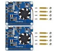 Waveshare Lot de 2 chapeaux PoE de type C, compatibles avec Raspberry Pi 3B+/4B, 802.3af/at équipement d'alimentation requis, sorties d'alimentation 12 V et 5 V pour prendre en charge plus de