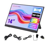 Waveshare Luck-Fox 14inch Portable Monitor with Stand, IPS Screen, Mini HDMI Interface, 1920x1200 Full HD, 178° Viewing Angle, ABS Case, 100% sRGB High Color Gamut, Supports HDR, No Touch