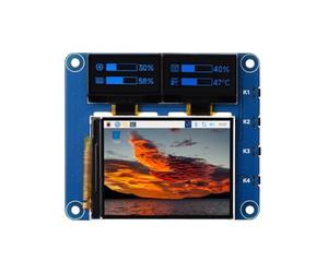 Waveshare OLED/LCD Hat for Raspberry Pi, Onboard 2inch IPS LCD Main Screen and Dual 0.96inch Blue OLED Secondary Screens, with 40PIN GPIO Header, Compatible with Raspberry Pi Series Boards