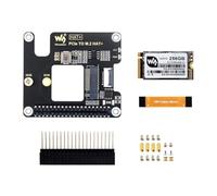 Waveshare PCIe to M.2 Adapter for Raspberry Pi 5, with 256GB Solid State Drive, Supports NVMe Protocol M.2 Solid State Drive, High-Speed Reading/Writing, Hat + Standard