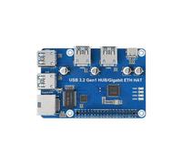 Waveshare pour Raspberry Pi USB 3.2 Gen1 HUB Gigabit ETH HAT Carte D'Extension USB 3.2 Gen1 + 1000M ETH pour Raspberry Pi 4B