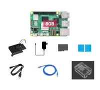 Waveshare Starter Kit, Compatible with Raspberry Pi 5, Bundle with Raspberry Pi 5 8GB, 64GB TF Card, Cooler, Case, Ethernet Cable and So on (8 Items)