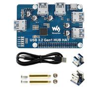 Waveshare USB 3.2 Gen1 HUB HAT compatible for Raspberry Pi 4B 3B+ 3B 2B Zero W WH,4-Channel USB 3.0 Expansion Port, Driver-Free Plug&Play