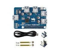 Waveshare USB 3.2 Gen1 HUB HAT for Raspberry Pi 4B 3B+ 3B 2B Zero W WH,4-Channel USB 3.0 Expansion P