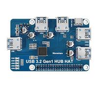 Waveshare USB 3.2 Gen1 HUB Hat for Raspberry Pi Zero/Zero W/4B/3B/3B+, with 4X USB 3.2 Gen1 Ports Up to 5 Gbps Data Rate Support Driver-Free Plug and Play USB Capability Expansion Board
