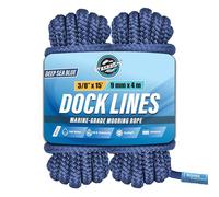 WavesRx Lot de 2 Lignes de Quai Haute Performance de 1,6 cm x 7,6 m pour Grands Bateaux jusqu'à 13,7 m | Corde d'amarrage et d'amarrage de qualité supérieure (Deep Sea Blue, 3/8” x 15’)