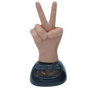 Waving Two Finger Car Dashboard Ornament Solar Powered Funny Decor