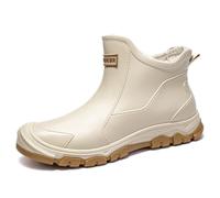 WaVkMoxy Bottes De Pluie Femme Homme Bottes Caoutchouc Homme ImperméAbles à l'eau AntidéRapantes Garder Au Chaud Chaussures de Travail Homme Chaussure Homme Jardin Peche LumièRe Doux Beige44EU
