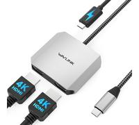 WAVLINK Adaptateur HDMI USB-C vers double HDMI 100 W PD pour Mac, Windows, Dell, XPS, HP, Lenovo, Thunderbolt 3/4 ordinateurs portables