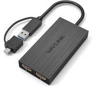 WAVLINK Adaptateur USB 3.0 ou USB C vers HDMI pour Deux moniteurs, Adaptateur Graphique vidéo Universel pour Mac et Windows, Thunderbolt 3/4, USB 3.0 ou USB-C, 1080p@60Hz