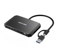 WAVLINK Adaptateur USB 3.0/USB C vers DisplayPort et HDMI, double hub de moniteur 5K @ 60 Hz pour Dell HP Surface Lenovo, compatible avec Windows et Mac