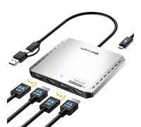 WAVLINK Adaptateur USB C vers 4K HDMI et DP, Affichage Quadruple étendu pour MacBook Neo/Mac/Windows,Répartiteur Double 8K ou Quadruple 4K, Station d'accueil avec Port DP (120Hz), PD 85W