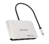 WAVLINK Adaptateur USB-C vers HDMI, Adaptateur Quad-Moniteur pour systèmes M1/M2/M3/M4 macOS, entrée PD 140 W, 4 Ports HDMI, Sortie Quad 4K, Pilote SMI et USB 3.2 hôte requis