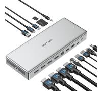 WAVLINK DL7400 Station d'accueil 10 K USB C, DisplayLink Quad 4K pour M1/M2/M3 Mac & Windows, station d'accueil 15 en 1 pour ordinateur portable avec charge 100 W, 4 ports DisplayPort (1.4), LAN 2,5 G