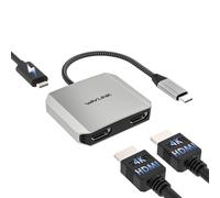 WAVLINK Hub d'extension USB-C 3-en-1, Adaptateur Double HDMI, Sortie Double HDMI 4K@60Hz, Charge PD 95W pour Dell XPS, HP Spectre, Lenovo Yoga, Surface Pro, LG Gram, Ordinateurs Portables Windows