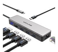 WAVLINK Hub USB C, Adaptateur USB C 6-en-1 pour MacBook Pro/Air/Thunderbolt 3/appareils de Type C, avec HDMI 4K@30Hz, 3 USB 3.0, Gigabit Ethernet, 100W Power Delivery pour Windows et Mac