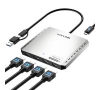 WAVLINK Répartiteur USB 3.0/C vers Quad HDMI pour quatre moniteurs avec PD, adaptateur Displayylink 4 HDMI 4K @ 60 Hz pour Mac M1/M2/M3/M4 ou Windows 10/11