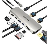 WAVLINK Station d'accollement USB C à Double Moniteur, Station d'accollement avec Double HDMI, DP, 100W PD, USB3.0&2.0, RJ45, Fentes SD/TF, Audio/Micro
