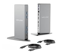 WAVLINK Station d'accueil Displaylink, Station d'accueil Universelle USB C avec 2 × HDMI & DP, Ethernet Gigabit, 6 × USB 3.0, Audio, Microphone, Compatible avec Mac OS et Windows