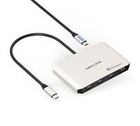 WAVLINK Adaptateur USB-C vers HDMI, Adaptateur Quad-Moniteur pour systèmes M1/M2/M3/M4 macOS, entrée PD 140 W, 4 Ports HDMI, Sortie Quad 4K, Pilote SMI et USB 3.2 hôte requis