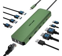 WAVLINK Station d'accueil pour Ordinateur Portable, concentrateur USB C 10 G avec Double HDMI, 100 W PD in, USB-A/C 3.2 10&5 Gbit/s, Gigabit Ethernet pour Dell/HP/Lenovo, etc.