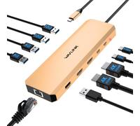 WAVLINK Station d'accueil pour Ordinateur Portable, concentrateur USB C 10 G avec Double HDMI, 100 W PD in, USB-A/C 3.2 10&5 Gbit/s, Gigabit Ethernet pour Dell/HP/Lenovo, etc.