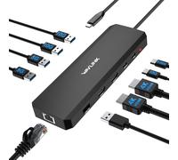 WAVLINK Station d'accueil pour Ordinateur Portable, concentrateur USB C 10 G avec Double HDMI, 100 W PD in, USB-A/C 3.2 10&5 Gbit/s, Gigabit Ethernet pour Dell/HP/Lenovo, etc.