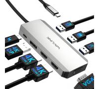 WAVLINK Station d'accueil pour ordinateur portable, quatre moniteurs | Unique 4K @ 144Hz, 100W PD in, 3 × USB-A pour les appareils sans fil, compatible avec Dell/HP/Lenovo, Windows uniquement