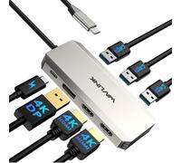 WAVLINK Station d'accueil Triple 4K pour Ordinateur Portable avec Double HDMI, DP, 100 W PD in, 3 Ports USB-A2.0 pour Appareil sans Fil, Compatible avec Dell/HP/Lenovo, etc., Windows Systerm