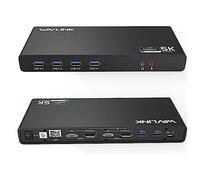 WAVLINK Station d'accueil universelle USB 3.0 pour ordinateur portable, USB C vers 5 K/double sortie vidéo 4K @ 60 Hz, double moniteur pour Windows et Mac, (2 HDMI et 2 DP, Gigabit Ethernet, 6 USB 3.0