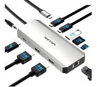 WAVLINK Station d'accueil USB-C 10 en 1: Double HDMI 4K@60Hz, USB-A/C 3.0, SD/TF, PD 100W, Ethernet, Audio - Compatibilité…