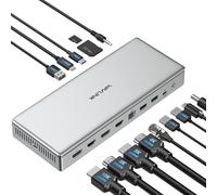 WAVLINK Station d'accueil USB C DisplayLink (DL7400) de qualité supérieure, 2 x HDMI et 2 x DP, double 8K @ 60 Hz, Quad 4K @ 60 Hz pour Windows 10/11 et Mac M1-M5/MacBook Neo, charge PD 100 W vers