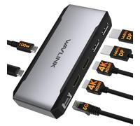 WAVLINK Station d'accueil USB C Double HDMI, Station d'accueil pour 4 moniteurs avec Double DP, 2 HDMI, entrée PD 100 W, Port Ethernet 5G pour Uniquement pour Ordinateurs Windows-Hôte USB 3.2 requis