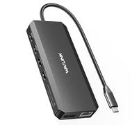 WAVLINK Station d'accueil USB C double moniteur, hub USB C pour ordinateur portable triple écran, USB C vers 2 HDMI, DisplayPort, chargement PD, Ethernet, 5 USB, lecture SD/TF, audio pour MacBook,