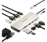 WAVLINK Station d'accueil USB C Double Moniteur pour Ordinateur Portable Dell, HP Surface, Lenovo, MacBook, hub USB-C Triple Affichage, Adaptateur multiport - 2 HDMI, VGA, Ethernet, PD 100 W, 5 USB
