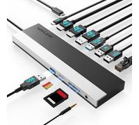 WAVLINK Station d'accueil USB C pour 3 moniteurs, avec Double HDMI, DP, 100 W PD, USB3.0&2.0, RJ45, emplacements SD/TF, Audio/Microphone, Compatible Uniquement avec Les Ordinateurs Windows