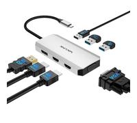 WAVLINK Station d'accueil USB C pour Quadruple écran, Station d'accueil HDMI avec Deux Ports HDMI, DP, VGA, USB2.0 pour Lenovo HP Dell, Ordinateur système Windows