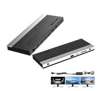 WAVLINK Station d'accueil USB C, station d'accueil triple écran 4K, prise en charge de 100 W pour PC avec DisplayPort, adaptateur HDMI, USB 3.0, Gigabit Ethernet, fente pour carte SD/TF, prise audio