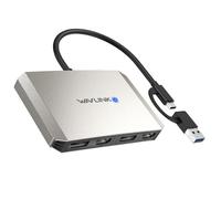 WAVLINK USB 3.0 Or USB C to HDMI Adapter, Dual 5K/4K @ 60Hz 4IN1 Monitor Hub for Windows and Mac M1/M2-Silver