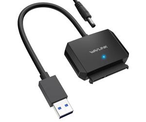 WAVLINK USB3.0 to SATA III Hard Drive Adapter Cable, SATA to USB A 5Gbps Converter, External Hard Drive Connector for 2.5"/3.5" HDD/SSD, Power Adapter Included