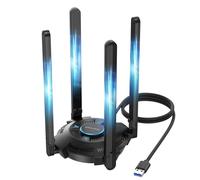 WAVLINK WiFi 7 USB WiFi Dongle pour PC, Adaptateur USB WiFi Tri-Bande BE6500 avec Pilote Intégré, WPA3, MLO & Multi-RU, Antennes Haut Gain 5dBi, Compatible Windows 11/10 Uniquement