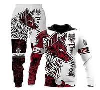 WAVOTIQ Ensemble 2 pièces de survêtement pour Hommes Viking Tattoo Sweat à Capuche imprimé 3D et Pantalon de Jogging Ensemble de vêtements de Sport à Capuche décontracté