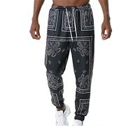 WAVOTIQ Pantalon de Sport imprimé chaîne Hip Hop pour Homme Pantalon de survêtement de Style Ethnique rétro Pantalon de Jogging avec Cordon de Serrage avec Poche