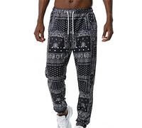 WAVOTIQ Pantalon de Sport imprimé chaîne Hip Hop pour Homme Pantalon de survêtement de Style Ethnique rétro Pantalon de Jogging avec Cordon de Serrage avec Poche