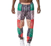 WAVOTIQ Pantalon de Sport imprimé chaîne Hip Hop pour Homme Pantalon de survêtement de Style Ethnique rétro Pantalon de Jogging avec Cordon de Serrage avec Poche